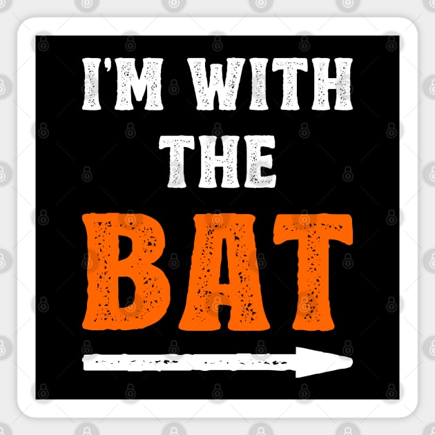 Funny Halloween I'm With The Bat Costume Couple Sticker by DLEVO